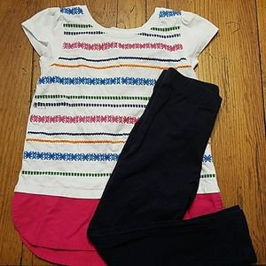 Cynthia Rowley embroidered shirt with leggings